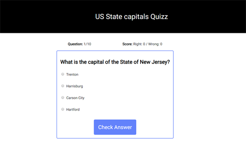 US States Capitals Quizz App