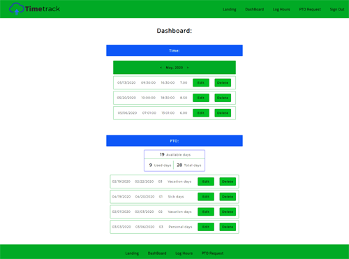 TimeTrack - work hours and pto manager app
